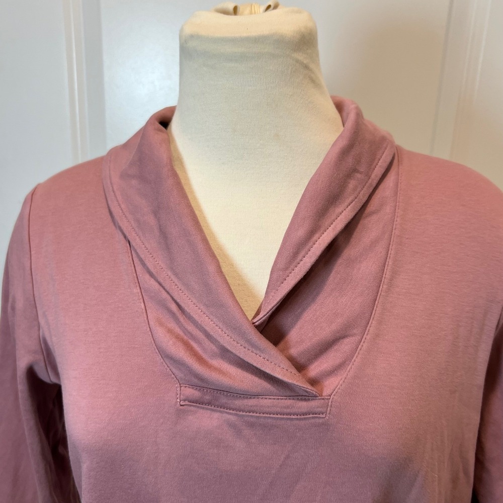 LL Bean Pink Cotton Cowl Neck Long Sleeve Casual Top Women M - Picture 2 of 7
